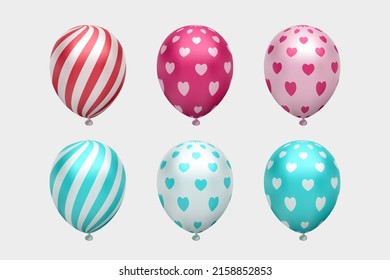 realistic chrome balloon 3d collection set