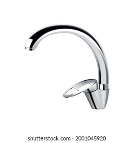 Realistic chrome faucet on white background vector illustration