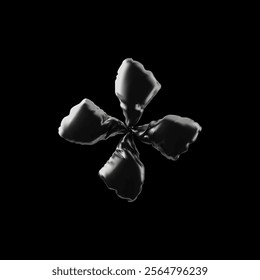 Realistic chrome inflated balloon abstract shape 3D cartoon plastic style vector icon. Glossy silver foil helium air figure star or spinner decoration. Festive volumetric metallic design element