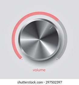 Realistic chrome volume knob, vector illustration