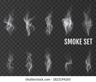 Realistic cigarette smoke waves. Vector.