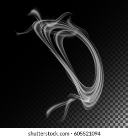 Realistic Cigarette Smoke Waves Vector. Abstract Transparent Smoke Hot White Steam. Smoke Rings. 