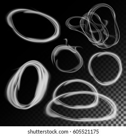 Realistic Cigarette Smoke Waves Vector. Abstract Transparent Smoke Hot White Steam.
