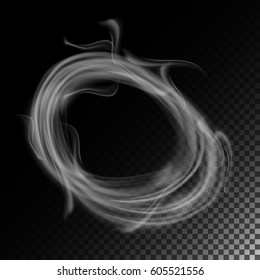 Realistic Cigarette Smoke Waves Vector.  Abstract, Effect Realistic Smoke. Rings.