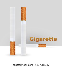 Realistic cigarettes with orange filter, on a white background, Tobacco Smoking. Vector illustration