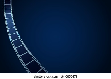 Realistic cinema film strip in perspective. Modern cinema background. Festive design film frame with place for text. Movie and film template for festival brochure, ticket, poster, banner or flyer.