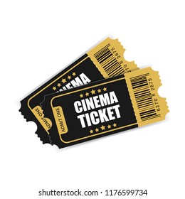 Realistic cinema ticket icon in flat style. Admit one coupon entrance vector illustration on white isolated background. 3d ticket business concept.