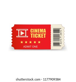 Realistic cinema ticket icon in flat style. Admit one coupon entrance vector illustration on white isolated background. 3d ticket business concept.