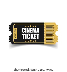 Realistic cinema ticket icon in flat style. Admit one coupon entrance vector illustration on white isolated background. 3d ticket business concept.