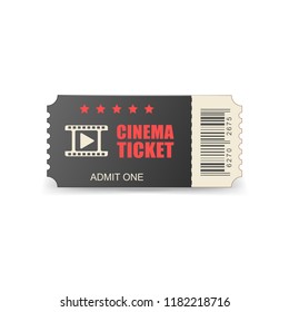 Realistic cinema ticket icon in flat style. Admit one coupon entrance vector illustration on white isolated background. 3d ticket business concept.