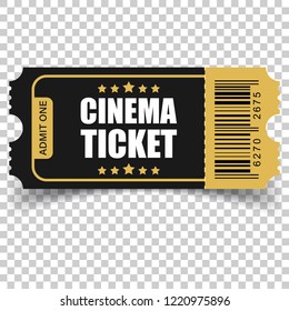 Realistic cinema ticket icon in flat style. Admit one coupon entrance vector illustration on isolated background. 3d ticket business concept.