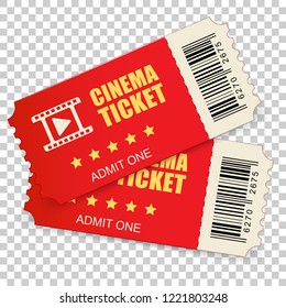 Realistic cinema ticket icon in flat style. Admit one coupon entrance vector illustration on isolated background. 3d ticket business concept.