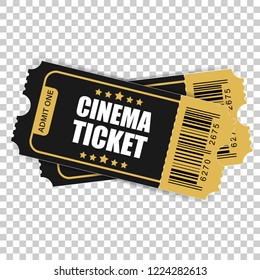 Realistic cinema ticket icon in flat style. Admit one coupon entrance vector illustration on isolated background. 3d ticket business concept.