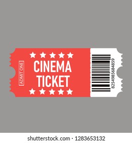 Realistic cinema ticket icon in flat style. Admit one coupon entrance vector illustration on isolated background