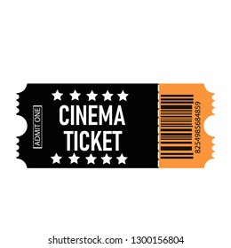 Realistic cinema ticket icon in flat style. Admit one coupon entrance vector illustration on isolated background