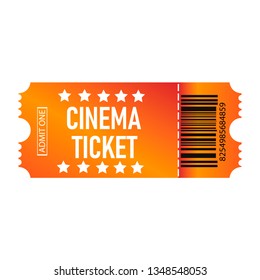 Realistic cinema ticket icon in flat style. Admit one coupon entrance vector illustration on isolated background