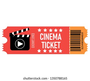 Realistic cinema ticket icon in flat style. Admit one coupon entrance vector illustration on isolated background