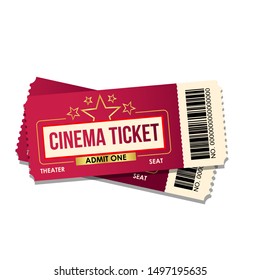 Realistic cinema ticket icon in flat style. Admit one coupon entrance vector illustration on white isolated background.
