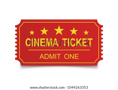 Realistic cinema ticket on the white backgraund. Vector illustration