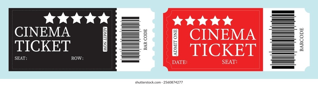 Realistic Cinema Ticket Template Vector illustration