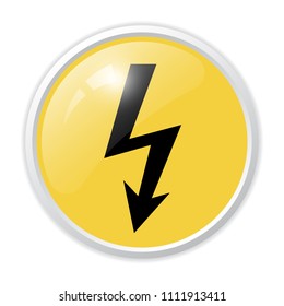 Realistic Circle Button Electrical Hazard Warning Sign vector illustration, EPS10.