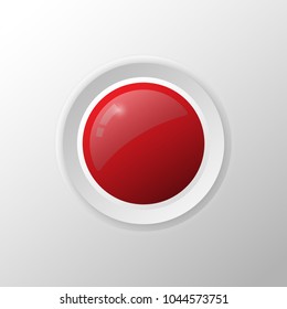 realistic circle red button with metallic elements,
