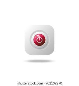 Realistic Circle Shutdown Button with shadow