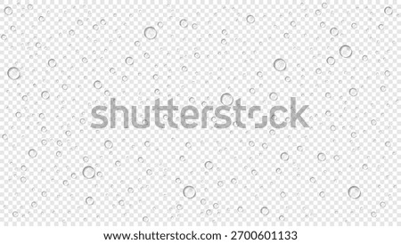 Realistic circle water drops on transparent background