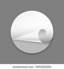 realistic circular page curled sticker mock-up design vector