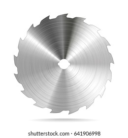 Realistic circular saw blade. Polished metal. Industrial background. Vector illustration