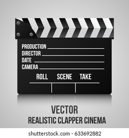 Realistic clapper cinema. Vector illustration.