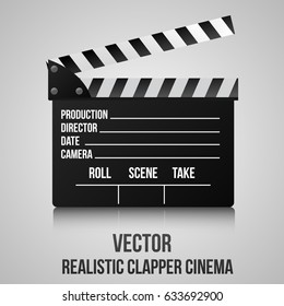 Realistic clapper cinema. Vector illustration.