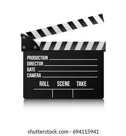 Realistic clapper cinema. Vector illustration.