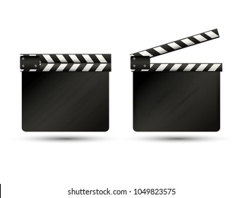 Realistic clapper.cinema.Board on a white background.film.time.vector illustration.