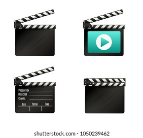 Realistic clapper.cinema.Board on a white background.film.time.vector illustration.