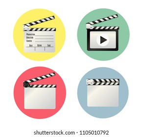 Realistic clapper.cinema.Board on a white background.film.time.vector illustration.