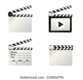 Realistic clapper.cinema.Board on a white background.film.time.vector illustration.