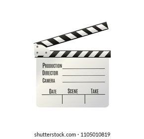 Realistic clapper.cinema.Board on a white background.film.time.vector illustration.