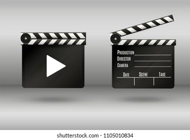 Realistic clapper.cinema.Board on a white background.film.time.vector illustration.