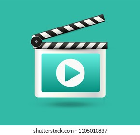 Realistic clapper.cinema.Board on a white background.film.time.vector illustration.