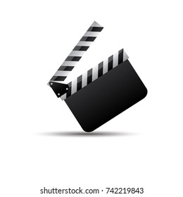 Realistic clapper.cinema.Board on a white background.film.time.vector illustration.

