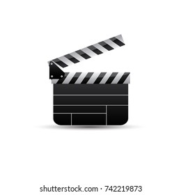 Realistic clapper.cinema.Board on a white background.film.time.vector illustration.

