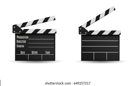 Realistic clapper.cinema.Board.film.vector illustration.