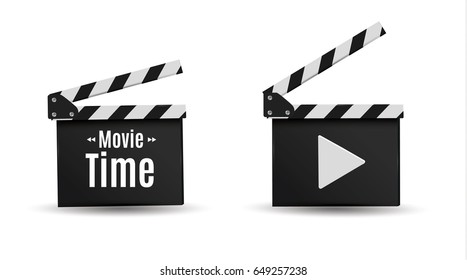 Realistic clapper.cinema.Board.film.vector illustration.