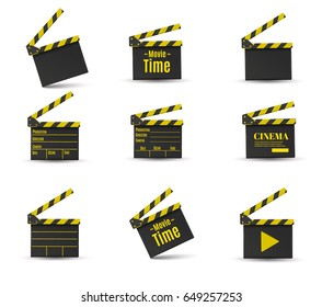 Realistic clapper.cinema.Board.film.vector illustration.