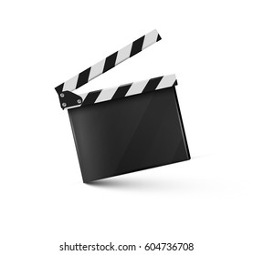 Realistic clapper.sinema.Board on a white background.film.time.vector illustration.