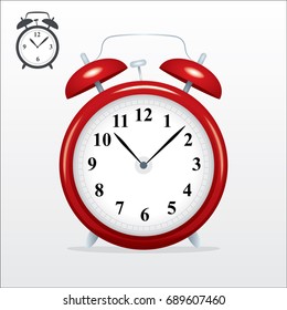 Realistic classic alarm clock isolated on white background. Vector Illustration.
