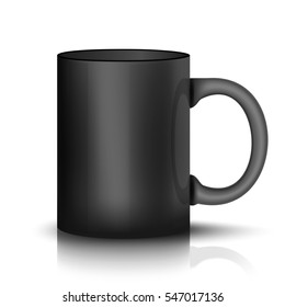 Realistic classic black cup. Vector illustration.