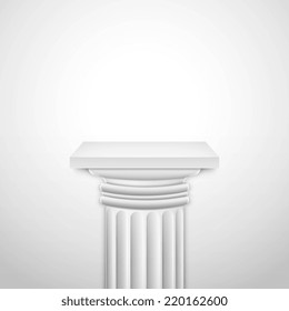 Realistic Classic Empty White Column. Vector Illustration.