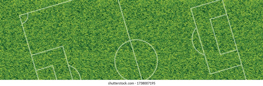 Realistic classic football field with two-tone green coating - background